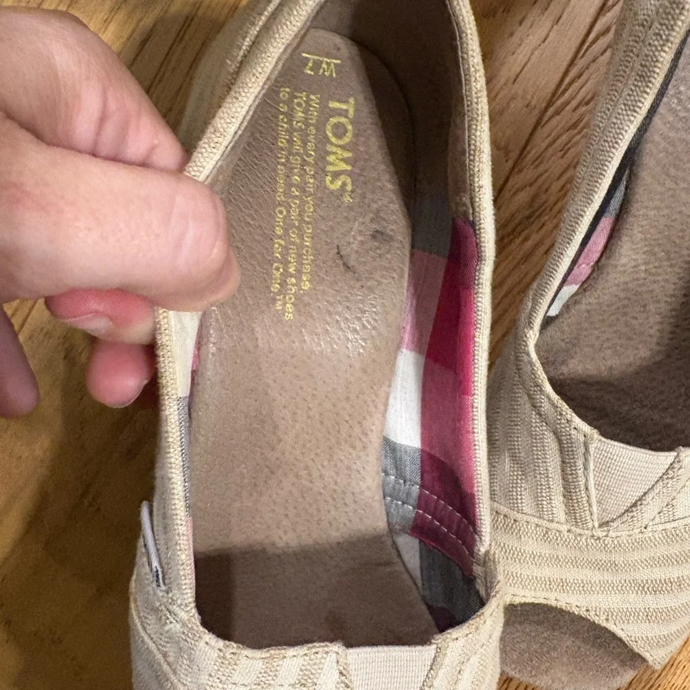 TOMS Women's Beige Peep Toe Shoes